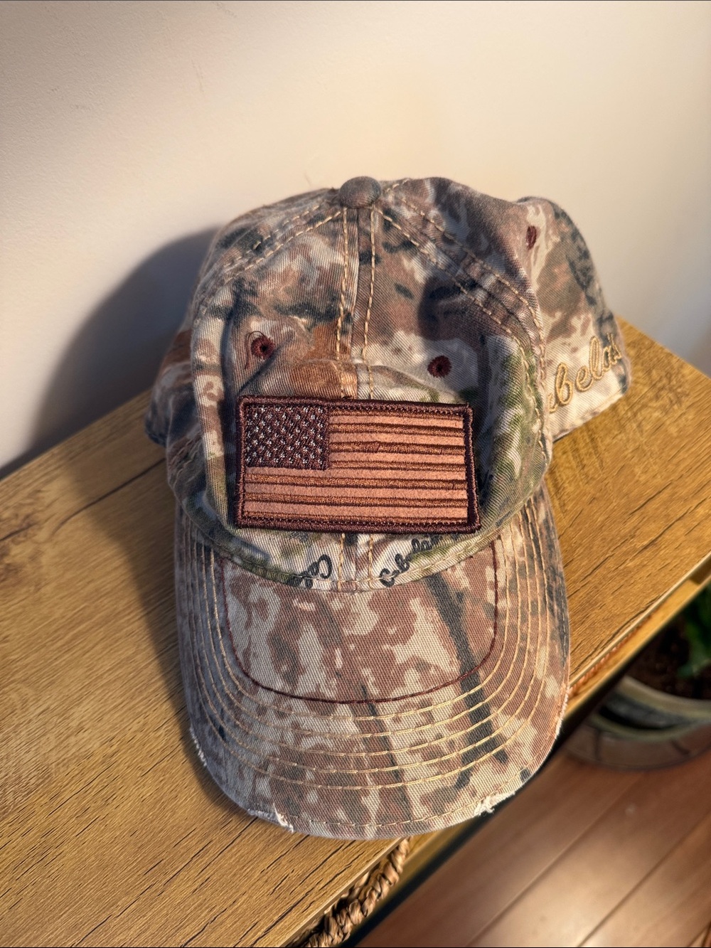 Cabela's Brown and Green Camo Baseball Cap with Patch